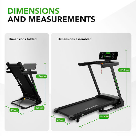 Tunturi 3hp Electric Foldable Treadmill for User up to 130kg