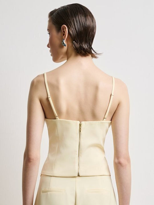 Women's Crop Top with Straps & Zipper Yellow