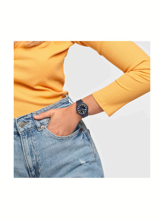 Swatch Sir Ανδρικό Ρολόι 34mm Μπαταρίας με Καουτσούκ Λουράκι Blue