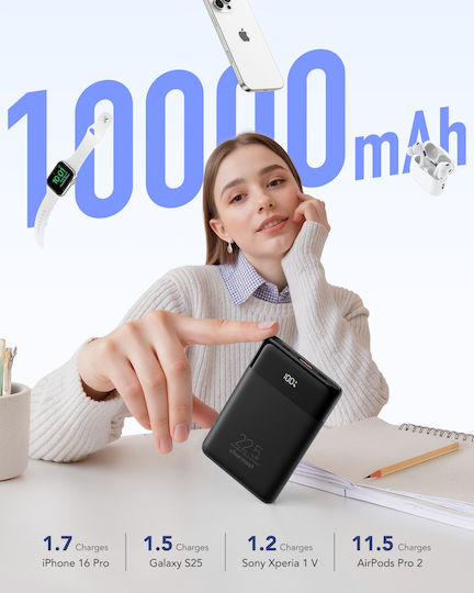 Charmast W1202 Power Bank 10000mAh 22.5W Power Delivery Μαύρο