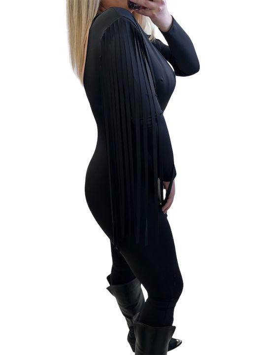Damen Langärmelig Einteiler Anzug Black