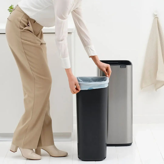 Brabantia Кошче Bo Touch за Боклук от Неръждаема Стомана Тласък Сиво 30л
