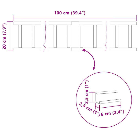 vidaXL Материал за Ограда на Градина от Стомана 100x2.5x20бр 1бр Red