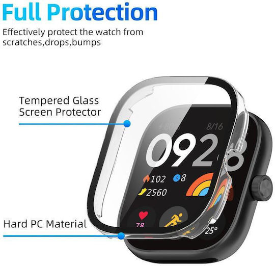 Redmi Watch 4 Xdfind Gehärtete Folie Integrierter Pc Watch Schutzcover Transparent Weiß