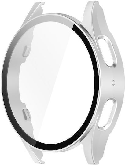 Samsung Galaxy Watch 7 40 mm Gehärtete Displayschutzfolie Integrierter Wasserdichter Pc Uhren Schutzabdeckung Silber