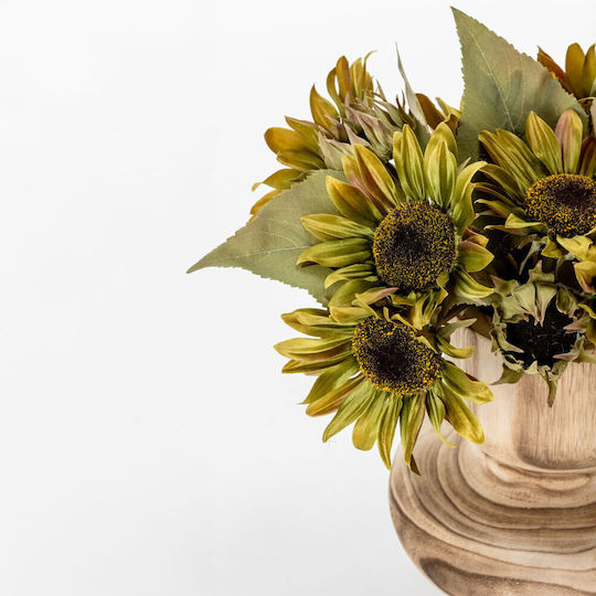 Sunflower Artificial Flower Bouquet Fabric PVC Green 31 Set of 12 Pieces 030766 Fabric PVC