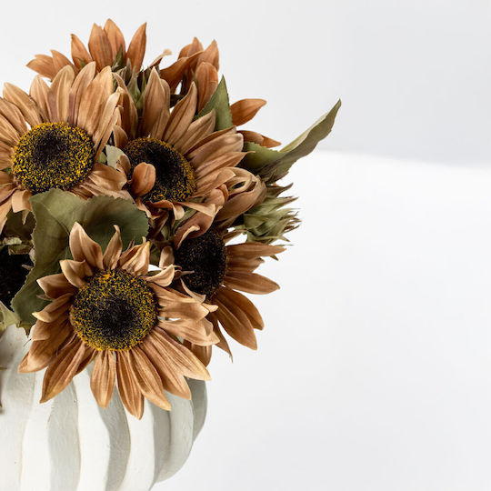 Sunflower Artificial Flower Bouquet Fabric PVC Beige Brown Green 31 Set of 12 Pieces 030767 Fabric PVC