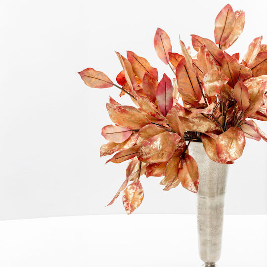 Magnolia Leaves Κλαδι Τεχνητο Υφασμα Pvc Χρυσο Μπορντω 74 Σετ 12 Τμχ 030779 Υφασμα Pvc
