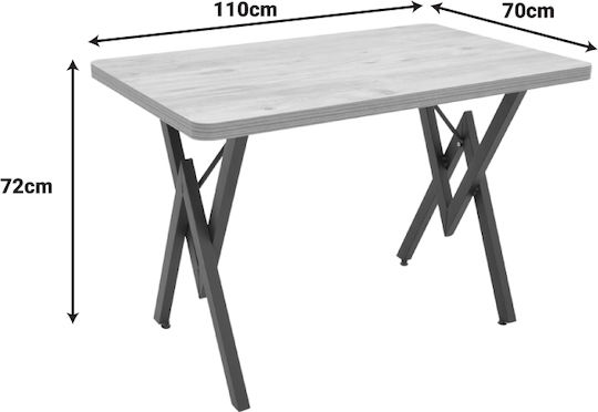 Vertex Dining Room Table Wooden with Metal Frame Black Marble Effect 110x70x72cm