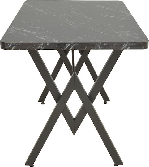Vertex Dining Room Table Wooden with Metal Frame Black Marble Effect 110x70x72cm