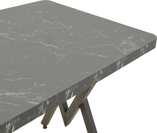 Vertex Dining Room Table Wooden with Metal Frame Black Marble Effect 110x70x72cm