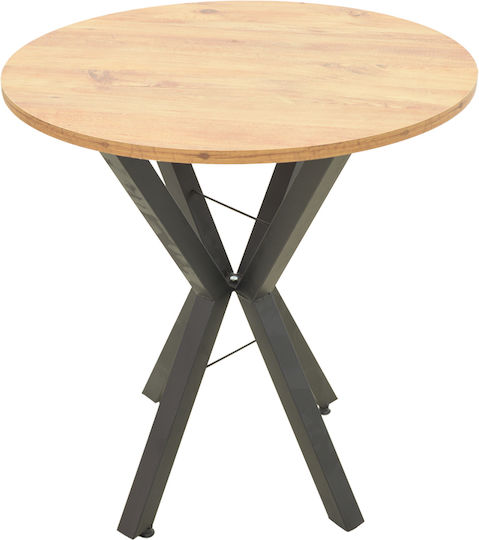 Rogue Round Table Kitchen Wooden with Metal Frame Natural Shade 70x70x72cm