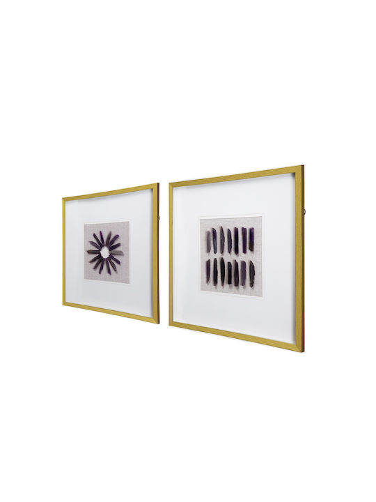 Artekko Διακοσμητικό Τοίχου Μωβ από Πλαστικό 60x3x60cm 2τμχ