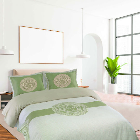 Makis Tselios Home Coverlet Queen Size Cotton Satin Green 240x250cm