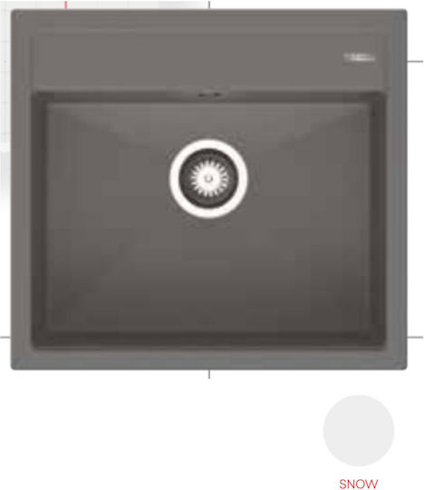 Pyramis Ithaka 1b 070247711 Drop-In Chiuvetă din Granit Sintetic L56xW51cm Zăpadă