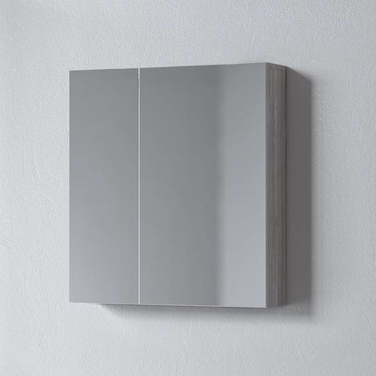 Martin Omega 75 Rectangular Bathroom Mirror with Cabinet 74x65cm Gray
