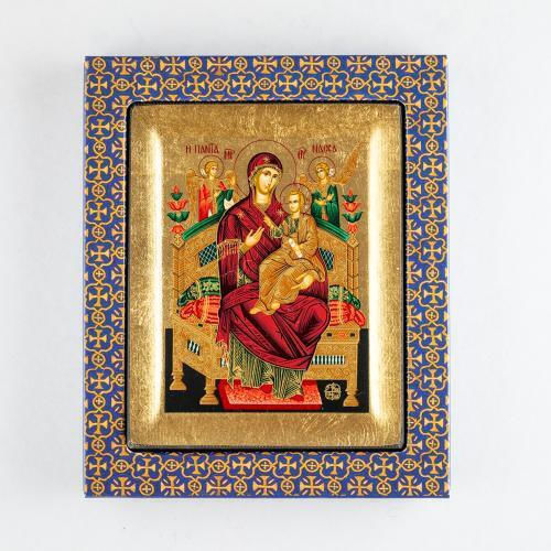 Panagia Pantanassa Engraved Wooden Icon Canvas Gold Background Authentic Product of Vatopedi Monastery Holy Great Monastery Vatopedi 30405000024123 13 X 10 Cm