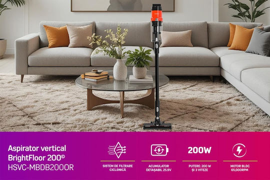 Heinner HSVC-MBDB200OR Επαναφορτιζόμενη Σκούπα Stick 25.9V Μαύρη