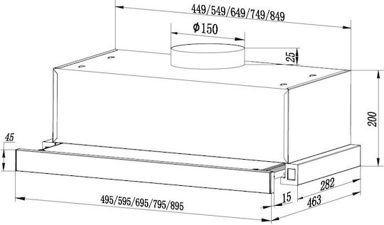 Heinner Sliding Vent Hood 60cm White