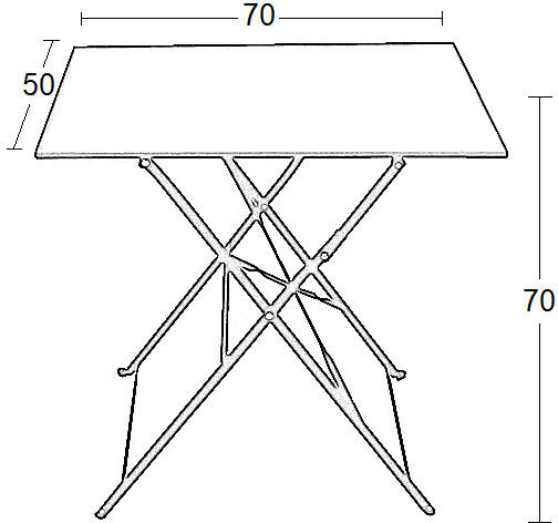 Alma Auxiliary Outdoor Foldable Metal Table Black 50x70x71cm