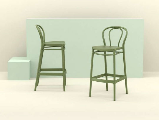 Hocker für Bar Für den Außenbereich aus Polypropylen Victor Olive Green 4Stück 45x52x106cm