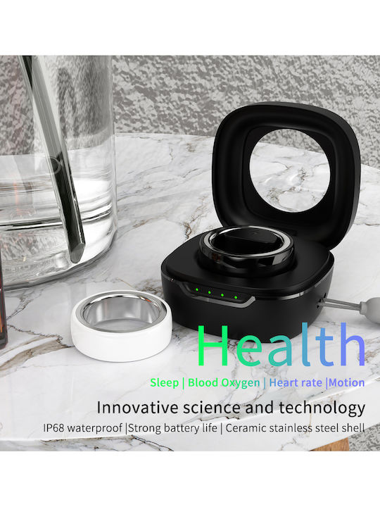 Fashion Smart Ring 18mm with Heart Rate Monitor Black