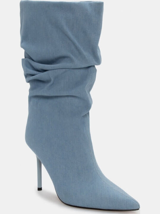Suede High Heel Women's Boots Blue