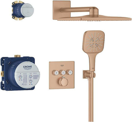 Grohe Built-in Mixer, Phone & Shower Head Set for Shower 3 Exits Silver