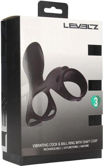 Vibrating Silicone Cock Ball Ring Shaft Loop Black