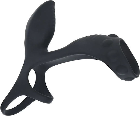 Vibrating Silicone Cock Ball Ring Shaft Loop Black