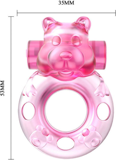 Vibrating Bear Cock Ring Pink