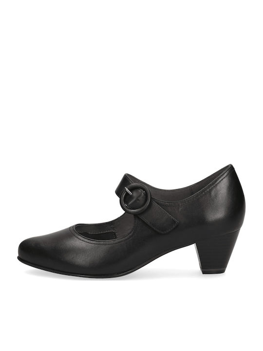 Leather Tabac Brown Heels with Strap