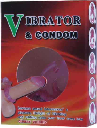 Vibrating Cock Ring & Condom Set Pink