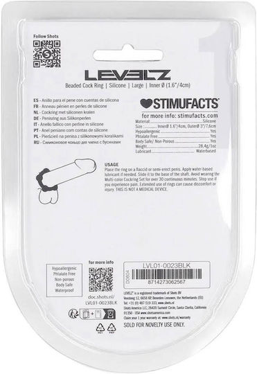 Inele Pentru Penis Din Silicon Cu Mărgele L 45mm Negru