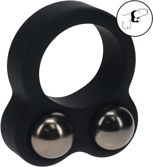 Liquid Silicone Double Weighted Ball Cockring Black