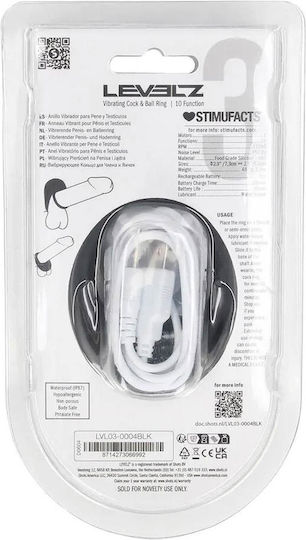 Vibrating Liquid Silicone Cock Ball Ring Black