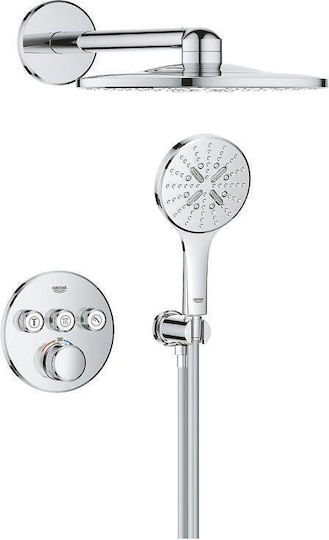 Grohe Σετ Μίκτης, Τηλέφωνο & Κεφαλή Ντουζ Εντοιχισμού για Ντουζιέρα 3 Εξόδων Ασημί
