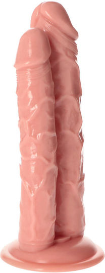 Toyz4lovers Dildo Διπλό Dildo με Βεντούζα Flesh