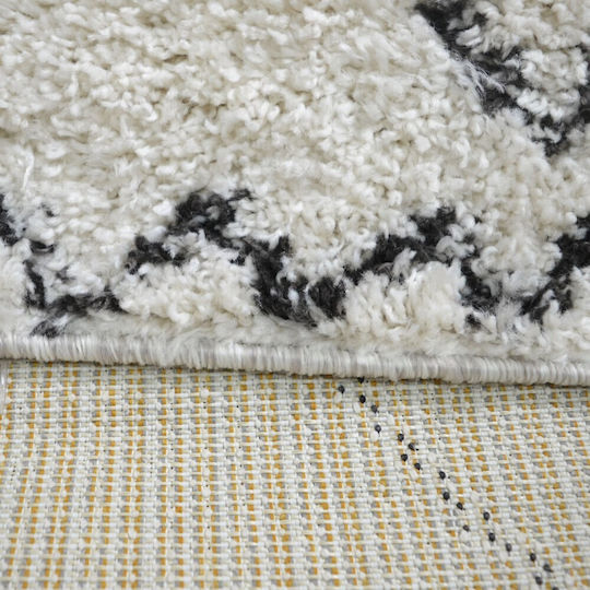 Shaggy Moroccan Teppich Rechteckig Zottelig Synthetisch,Polyester/Cotton/Leather Ivory-black