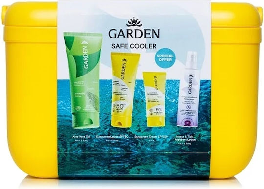 Garden Sun Safe Cooler & Beach Cooler Set with Sunscreen for Face & Body Face Sunscreen & After Sun SPF50 4 Pieces