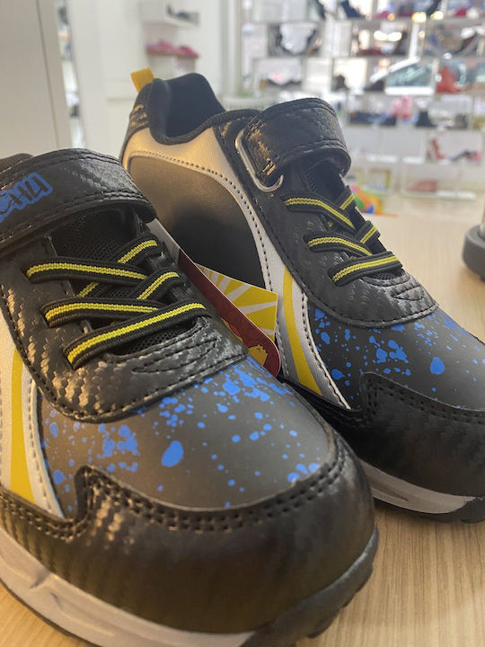 Pokémon Pikachu Kinder Sneakers Anatomisch mit Klettverschluss & Lichtern Schwarz