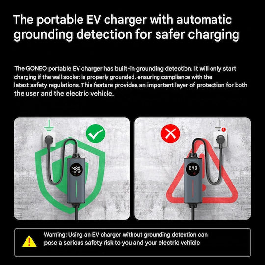 Portable Electric Car Charger 3.6kW with Built-in Cable 15m Type 2
