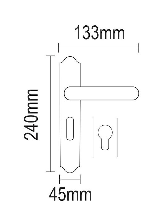Viometale Hebel Mittlere Tür mit Platte Paar (Abstand der Zentren 75mm) Oro Matt - Oro