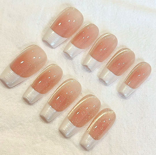 Nailvana Tipsuri Unghii False Handmade Nude Strălucitoare Autocolante (Mediu)