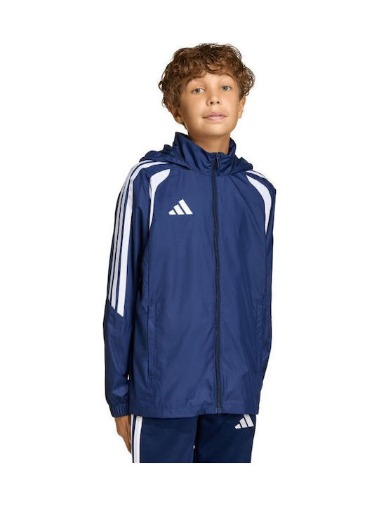 Tiro Kids Sports Jacket with Lining and Hood Navy Blue