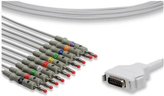 10-Pin Electrocardiograph Cable 4mm Plug Models Schiller Esaote Kontron Edan