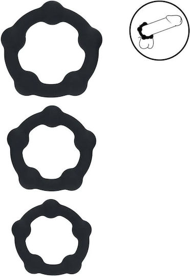 Beaded Silikon Penisring Set 3 S M L Schwarz