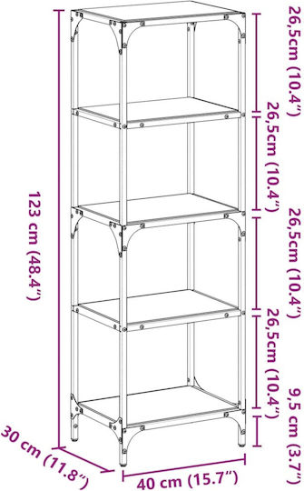 Bibliothek Schwarz 40x30x95cm