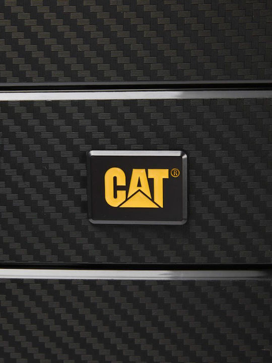 CAT Куфар За Пътуване Кабинен Твърд Черен С 4 Колела