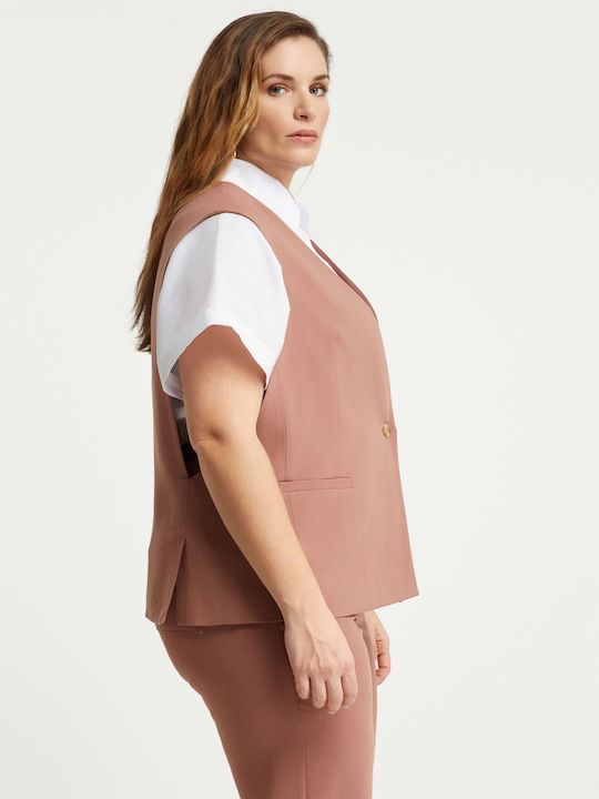 Women's Vest with Buttons Pink